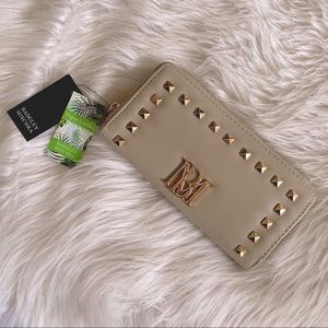 Badgley Mischka wallet w/ large gold studs NWT